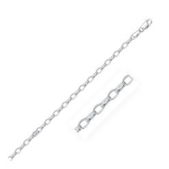 14k White Gold Oval Rolo Chain (3.20 mm)