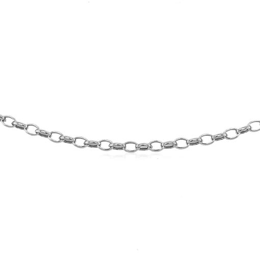 14k White Gold Oval Rolo Chain (3.20 mm) - Image 2