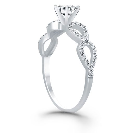 14k White Gold Double Infinity Diamond Engagement Ring Mounting - Image 3