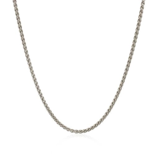 Sterling Silver Rhodium Plated Wheat Chain (1.30 mm) - Image 2