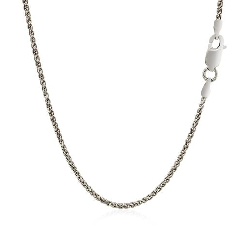 Sterling Silver Rhodium Plated Wheat Chain (1.30 mm) - Image 3