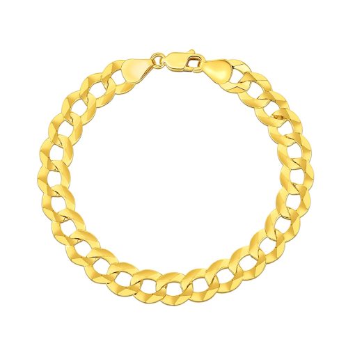 14k Yellow Gold Solid Curb Bracelet (10.00 mm) - Image 2