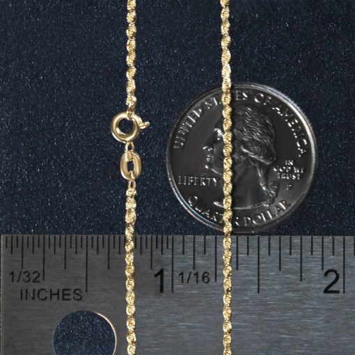 10k Yellow Gold Solid Diamond Cut Rope Chain (1.40 mm) - Image 6