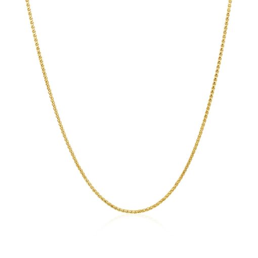 14k Yellow Gold Diamond Cut Round Wheat Chain (1.00 mm) - Image 2