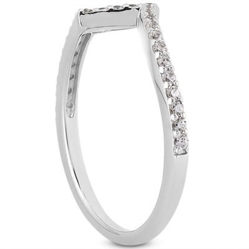 14k White Gold Fancy Zig Zag Pave Diamond Wedding Ring Band - Image 2