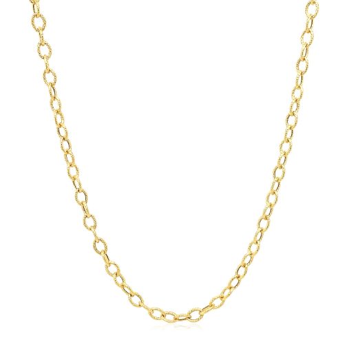 14k Yellow Gold Pendant Chain with Textured Links (2.50 mm) - Image 2