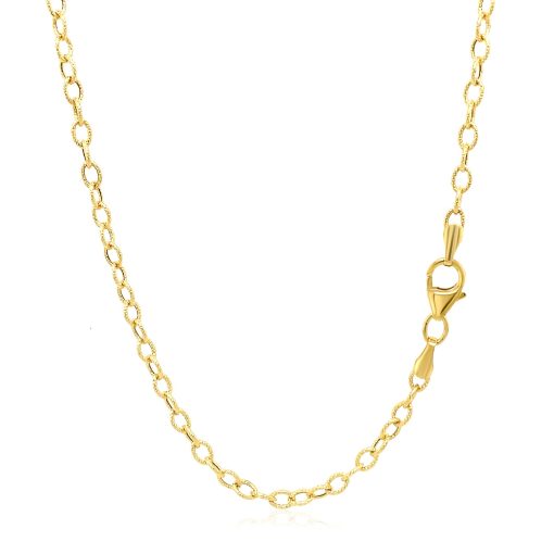 14k Yellow Gold Pendant Chain with Textured Links (2.50 mm) - Image 3