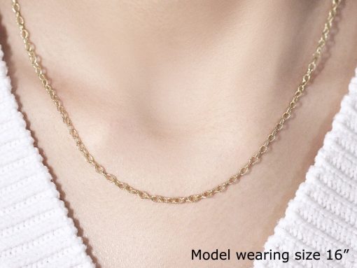 14k Yellow Gold Pendant Chain with Textured Links (2.50 mm) - Image 6