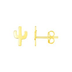 14K Yellow Gold Petite Cactus Earrings