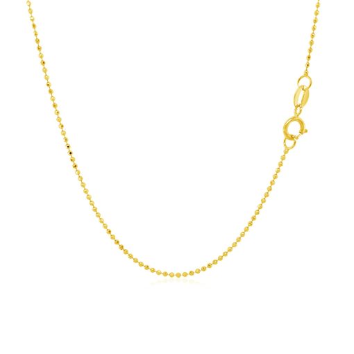 14k Yellow Gold Diamond-Cut Bead Chain (0.90 mm) - Image 2