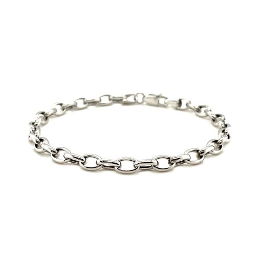 14k White Gold Oval Rolo Bracelet  (4.60 mm) - Image 2