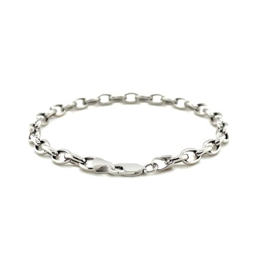 14k White Gold Oval Rolo Bracelet  (4.60 mm) - Image 3