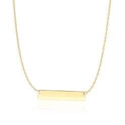 14k Yellow Gold Smooth Flat Horizontal Bar Style Necklace