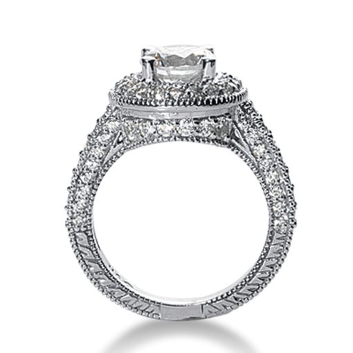 14k White gold Vintage Halo Diamond Semi-Mount - Image 2