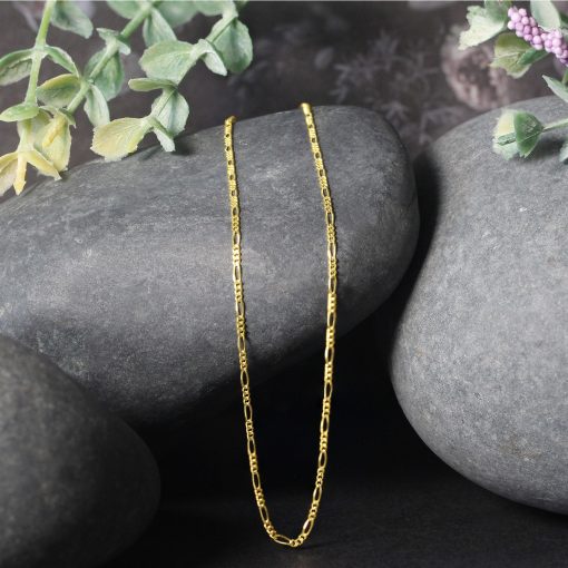 14k Yellow Gold Solid Figaro Chain (1.30 mm) - Image 5