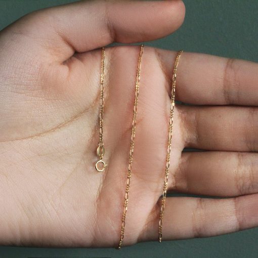 14k Yellow Gold Solid Figaro Chain (1.30 mm) - Image 6