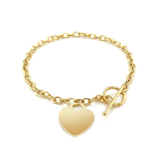 Toggle Bracelet with Heart Charm in 14k Yellow Gold (4.80 mm) - Image 3