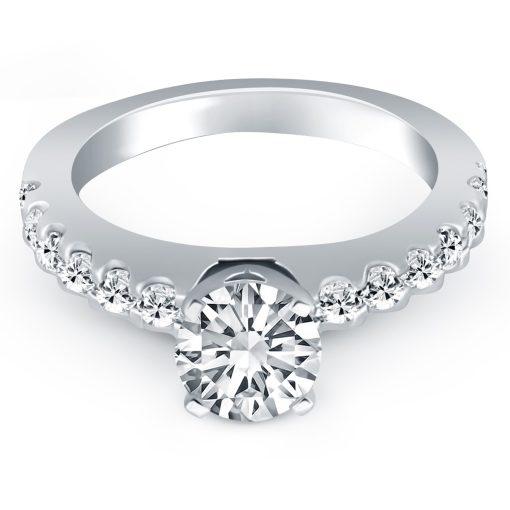 14k White Gold Diamond Micro Prong Cathedral Engagement Ring Mounting - Image 2