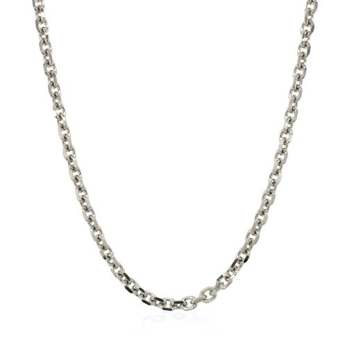 14k White Gold Diamond Cut Cable Link Chain (2.90 mm) - Image 2