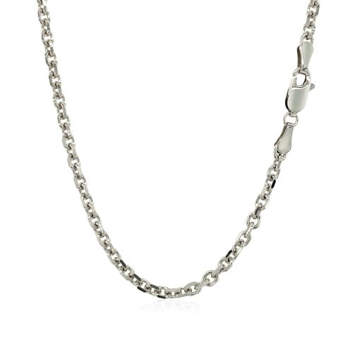14k White Gold Diamond Cut Cable Link Chain (2.90 mm) - Image 3