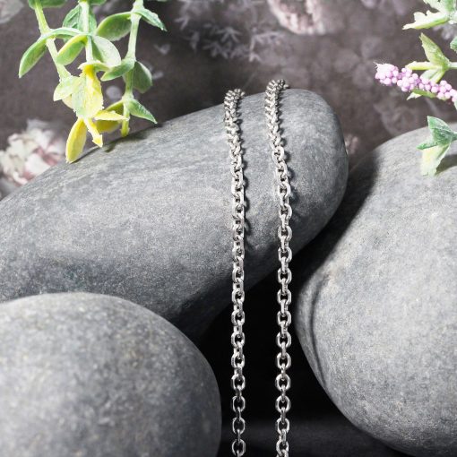 14k White Gold Diamond Cut Cable Link Chain (2.90 mm) - Image 4