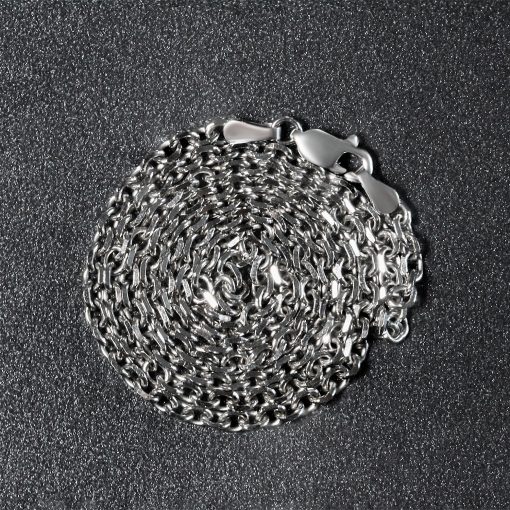 14k White Gold Diamond Cut Cable Link Chain (2.90 mm) - Image 6