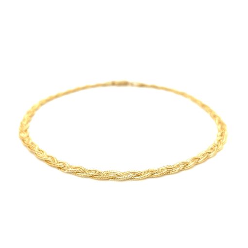 3.5mm 14k Yellow Braided Foxtail Anklet - Image 2