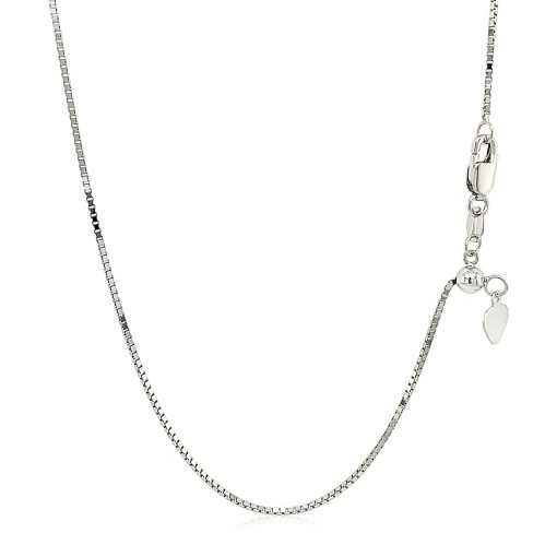 10k White Gold Adjustable Box Chain (0.85 mm) - Image 3