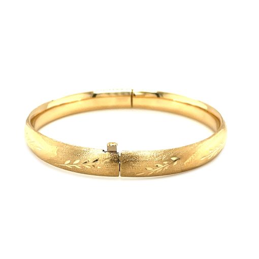Classic Floral Carved Bangle in 14k Yellow Gold (8.00 mm) - Image 3