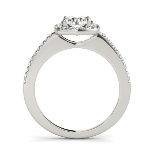 14k White Gold Pave Style Slim Shank Diamond Engagement Ring (1 1/8 cttw) - Image 2