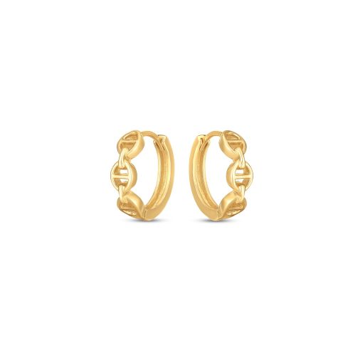 14k Yellow Gold Oval Mariner Huggies - Image 2
