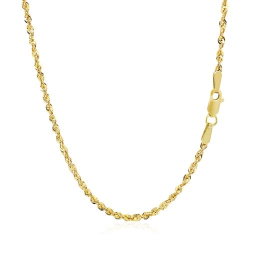 10K Yellow Gold Hollow Diamond Cut Rope Chain (2.00 mm) - Image 3