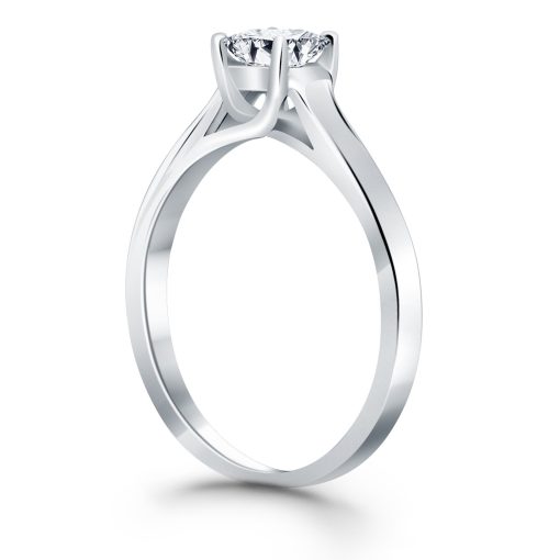 14k White Gold Princess Trellis Solitaire Engagement Ring Mounting - Image 3