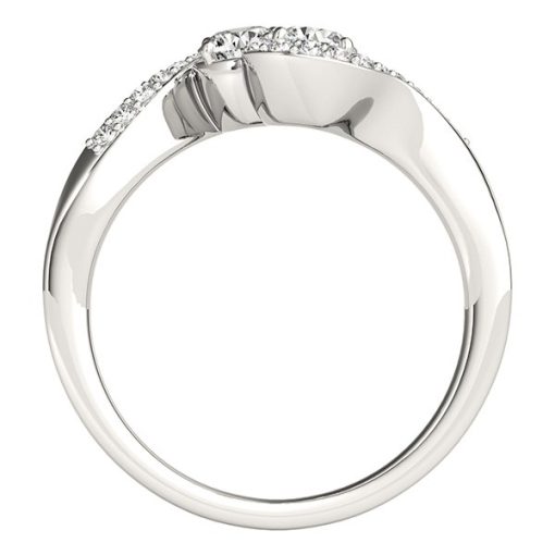 14k White Gold Curved Band Style Two Diamond Ring (5/8 cttw) - Image 2
