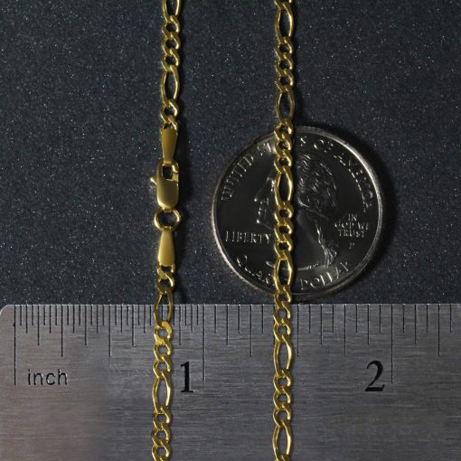 14k Yellow Gold Solid Figaro Chain (2.80 mm) - Image 6