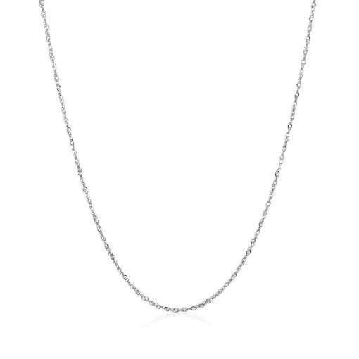 14k White Gold Singapore Chain 0.8mm (0.81 mm) - Image 2