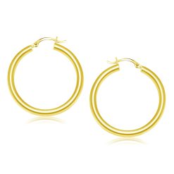 14k Yellow Gold Polished Hoop Earrings (4x40mm)
