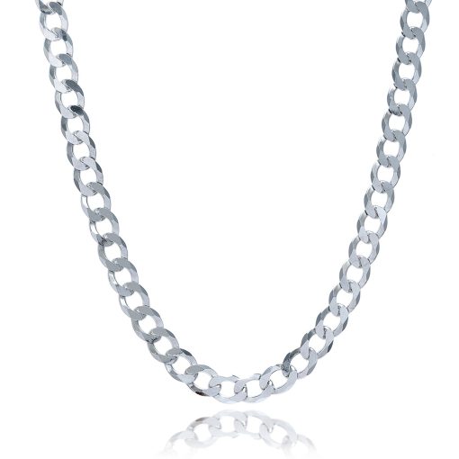 Rhodium Plated Sterling Silver Curb Style Chain (7.90 mm) - Image 2