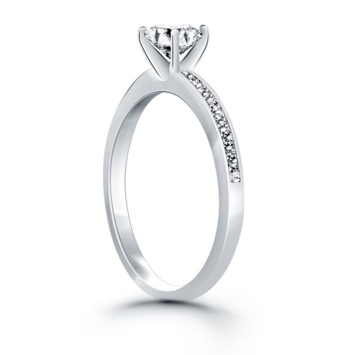14k White Gold Engagement Ring Mounting with Diamond Channel Set Band - Image 3