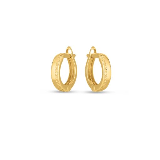 14k Yellow Gold Textured Huggie Hoops(3x10mm) - Image 2