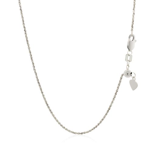 14k White Gold Adjustable Rope Chain (0.95 mm) - Image 3