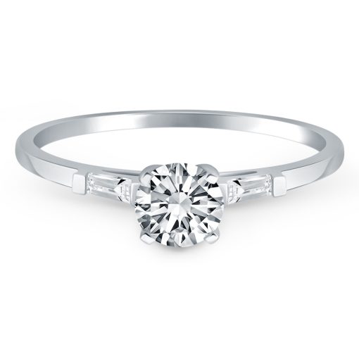 14k White Gold Tapered Baguette Diamond Engagement Ring Mounting - Image 2