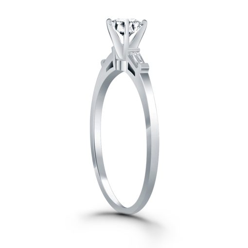 14k White Gold Tapered Baguette Diamond Engagement Ring Mounting - Image 3