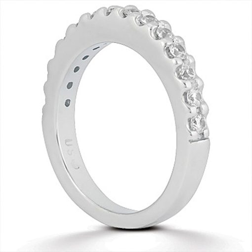 14k White Gold Shared Prong Diamond Wedding Ring Band - Image 2