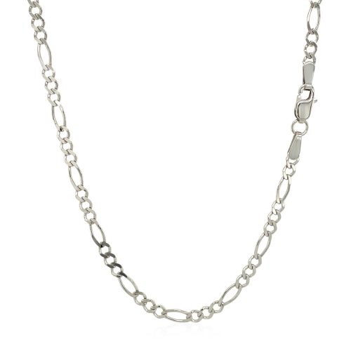 14k White Gold Solid Figaro Chain (2.60 mm) - Image 3