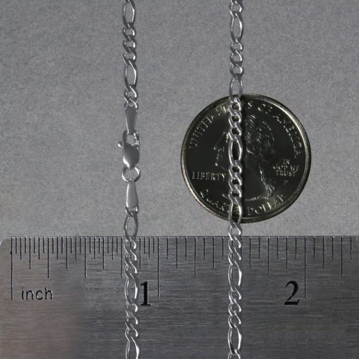 14k White Gold Solid Figaro Chain (2.60 mm) - Image 6