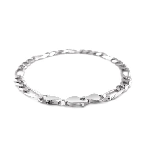 6.0mm 14k White Gold Solid Figaro Bracelet - Image 3