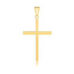 14k Yellow Gold Polished Flat Cross Pendant