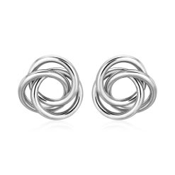 Polished Open Love Knot Earrings in Sterling Silver