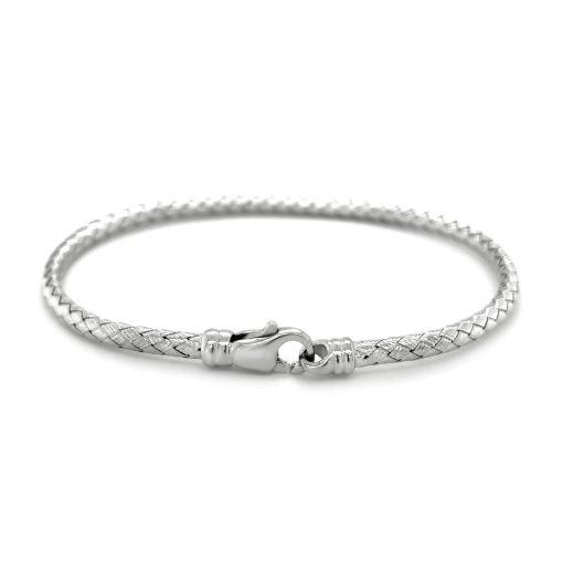 Fancy Weave Bangle in 14k White Gold (3.00 mm) - Image 2